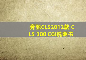 奔驰CLS2012款 CLS 300 CGI说明书